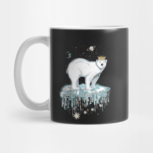 Polar bear with crown on ice floe Mug